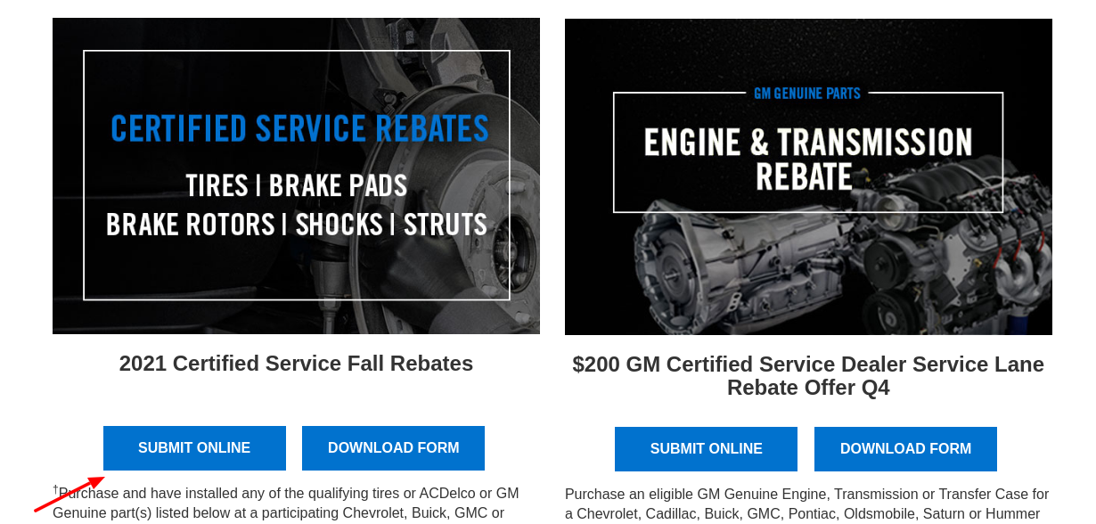 gm certified service rebates